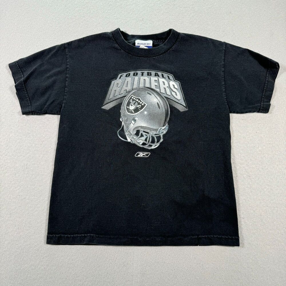 Vintage‎ Oakland Las Vegas Raiders T Shirt Youth Medium Black Reebok Football